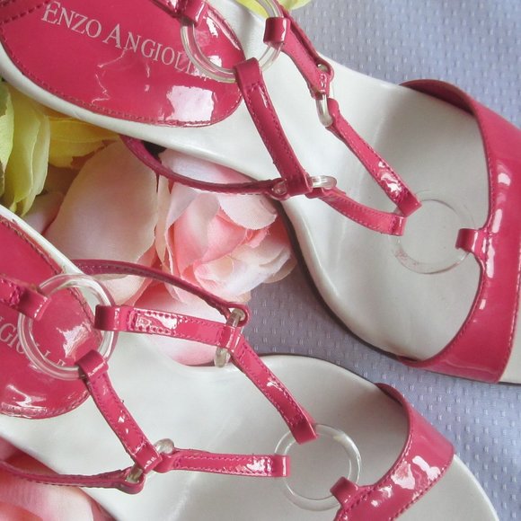 💗 ENZO ANGIOLINI DARK PINK PATENT STRAPPY SANDALS 7.5 💗 - Picture 16 of 16